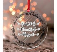 Christmas Ornaments 2025 Blessed Thankful Grateful Acrylic Xmas Ornament Circle Garland Wreath Christmas Bauble Wreath of Roses Pine Keepsake Collectible Gift Tree Decoration Stocking Name Tag