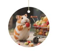 Christmas Ornaments 2025 Ceramic Hanging Ornament with Gold Cord Personalized Cute Guinea Pig Ornaments for Xmas Tree Mantel Yard Festive Winter Holiday Party Decorations Supplies