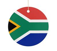 Christmas Ornaments 2025 Ceramic Hanging Ornament with Gold Cord Personalized South Africa Flag Ornaments for Xmas Tree Mantel Yard Festive Winter Holiday Party Decorations Supplies