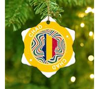 Christmas Ornaments 2025 Chad Hanging Ornaments Watercolor Flag Travel Sports Xmas Ornament Latin America Hispanic Country European Asia Africa Flags Collectible Gift for Xmas Tree Decoration Ceramic