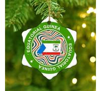 Christmas Ornaments 2025 Equatorial Guinea Christmas Tree Ornament Country Flag Patriotic Color Hanging Ornaments Global World Flag Travel Collectible Gift for Indoor Home Decor Ceramic Circle 3"