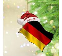Christmas Ornaments 2025 Germany Flags Red Santa Hat Acrylic Hanging Ornaments National Flag Nautical Gifts Souvenir National Country Flags Sailor Sailing Keepsake Tree Decoration Stocking Name Tag