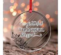 Christmas Ornaments 2025 Grateful Thankful Blessed Acrylic Christmas Ornaments Beautiful Wreath Greenery Pendant Greenery Floral Wreath Keepsake Collectible Gift Tree Decoration Stocking Name Tag