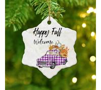 Christmas Ornaments 2025 Happy Fall Hanging Ornaments Autumn Harvest Thanksgiving Holiday Christmas Tree Ornament Christian Maple' Leaves Pumpkin Collectible Gift for Indoor Home Decor Ceramic