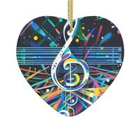 Christmas Ornaments 2025 Heart Ceramic Hanging Ornament Personalized Keepsake Abstract Music Themed Christmas Ornaments for Christmas Tree Party Holiday Decorations Birthday Xmas Gifts
