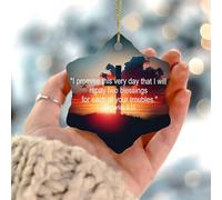 Christmas Ornaments 2025 I Promise This Very Day That I Will Repay Two Blessings for Each Porcelain Pendant Bible Verse Quote Souvenir Collectible Gift for Xmas Tree Decoration Ceramic Circle 3" White