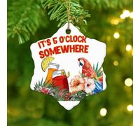 Christmas Ornaments 2025 It's Five O'clock Somewhere' Christmas Tree Ornament Happy Hours Pool Beach Christmas Ornaments Parrot Colorful Bird Sea Collectible Gift for Holiday Decoration Ceramic