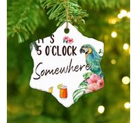 Christmas Ornaments 2025 It's Five O'clock Somewhere' Christmas Tree Ornament Macaws Summer Hawaiian Toucans Hanging Ornaments Happy Hours Pool Beach Pendant for Christmas Tree Decorations Ceramic