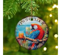 Christmas Ornaments 2025 It's Five O'clock Somewhere' Hanging Ornaments Beer Bar Club Glass Parrot Christmas Tree Ornament Macaws Parrot Animal Pet Pendant for Christmas Tree Decorations Ceramic