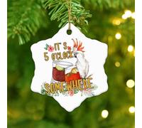 Christmas Ornaments 2025 It's Five O'clock Somewhere' Hanging Ornaments Parrot Flowers Beach Flamingo Xmas Ornament Beach Vacation Drinking Parrot Pendant for Christmas Tree Decorations Ceramic
