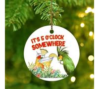 Christmas Ornaments 2025 It's Five O'clock Somewhere' Hanging Ornaments Tiki Bar Pool Hot Tub Luau Christmas Tree Ornament Beach Vacation Drinking Parrot Pendant for Holidays Home Decor Ceramic