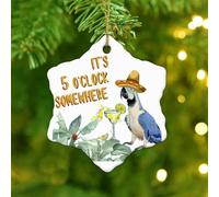 Christmas Ornaments 2025 It's Five O'clock Somewhere' Ornament Keepsake Summer Retro Sunset Drinking Hanging Ornaments Flower Floral Leaves Macaws Collectible Gift for Holidays Home Decor Ceramic