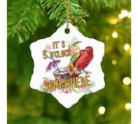 Christmas Ornaments 2025 It's Five O'clock Somewhere' Xmas Ornament Macaws Parrot Animal Pet Ornament Keepsake Parrot Flowers Beach Flamingo Pendant for Christmas Tree Party Decorations Ceramic
