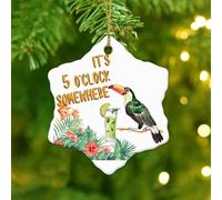 Christmas Ornaments 2025 It's Five O'clock Somewhere' Xmas Ornament Tiki Bar Pool Hot Tub Luau Ornament Keepsake Beach Vacation Drinking Parrot Collectible Gift for Xmas Party Decorations Ceramic