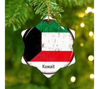 Christmas Ornaments 2025 Kuwait Hanging Ornaments Latin America Hispanic Country European Asia Africa Flags Ornament Keepsake State Flag Travel Sports Collectible Gift for Holiday Decoration Ceramic