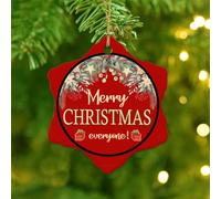 Christmas Ornaments 2025 Merry Christmas Tree Wreath Red Hanging Ornaments for Couple Ornament Keepsake Christmas 2025 Gift Collectible Gift for Indoor Home Decor Ceramic Circle 3"