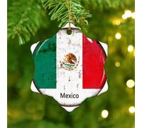 Christmas Ornaments 2025 Mexico Christmas Ornaments World State Map Flag Christmas Tree Ornament State Flag Travel Sports Collectible Gift for Holiday Decoration Ceramic Circle 3" White