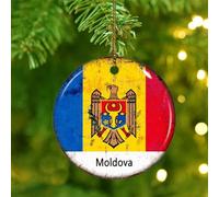 Christmas Ornaments 2025 Moldova Hanging Ornaments Gift Flag Vivid Color Christmas Tree Ornament America Country Asia Africa Flags Pendant for Christmas Tree Decorations Ceramic