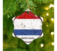 Christmas Ornaments 2025 Netherlands Christmas Tree Ornament America Country Asia Africa Flags Hanging Ornaments State Flag Travel Sports Pendant for Xmas Party Decorations Ceramic