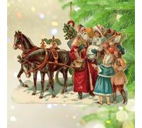 Christmas Ornaments 2025 Old Time Santa Acrylic Xmas Ornament Santa's Story Time Ornament Souvenir Old World Traditional Keepsake Collectible Gift Tree Decoration Stocking Name Tag Transparent