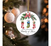 Christmas Ornaments 2025, Our First Christmas As A Family of Three, Family Xmas Ornaments, Baby First Christmas Ornament, Personalized Gift for Couples Newborn Girls Boys