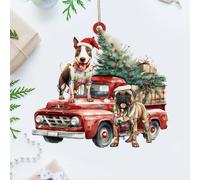 Christmas Ornaments 2025 Red Truck with Dog Acrylic Ornament Keepsake Pet Portrait Bulldog Boxer Christmas Bauble Dog Tag Pet Lovers Gift Keepsake Collectible Gift Tree Decoration Stocking Name Tag