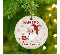 Christmas Ornaments 2025 Santa's Hot Cocoa Christmas Ornaments Snowman And Santa Latte Ornament Keepsake Gnome Christmas Eve Gifts Collectible Gift for Xmas Party Decorations Ceramic Circle 3" White