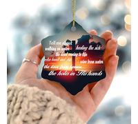 Christmas Ornaments 2025 Tell' Me About Walking on Water' Healing The Sick' Keepsake Gift Bible Verse Quote Souvenir Collectible Gift for Christmas Tree Decorations Ceramic Circle 3" White