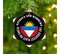 Christmas Ornaments 2025 The Greatest Place on Earth Antigua And Barbuda Xmas Ornament Global World Flag Travel Christmas Ornaments World State Map Flag Pendant for Holiday Decoration Ceramic