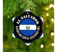 Christmas Ornaments 2025 The Greatest Place on Earth El Salvador Hanging Ornaments World State Map Flag Xmas Ornament Global World Flag Travel Collectible Gift for Holiday Decoration Ceramic