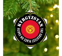 Christmas Ornaments 2025 The Greatest Place on Earth Kyrgyzstan Christmas Tree Ornament City Flag Souvenir International Xmas Ornament International Flag Pendant for Xmas Party Decorations Ceramic