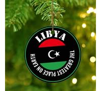 Christmas Ornaments 2025 The Greatest Place on Earth Libya Xmas Ornament Flag Sports Bar Party Events Christmas Tree Ornament Global World Flag Travel Pendant for Xmas Tree Decoration Ceramic