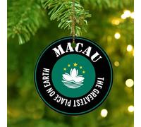 Christmas Ornaments 2025 The Greatest Place on Earth Macau Ornament Keepsake Gift Flag Vivid Color Hanging Ornaments International Flag Banner Collectible Gift for Holiday Decoration Ceramic