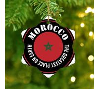 Christmas Ornaments 2025 The Greatest Place on Earth Morocco Ornament Keepsake Global World Flag Travel Christmas Ornaments International Flag Pendant for Xmas Party Decorations Ceramic