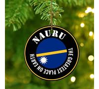 Christmas Ornaments 2025 The Greatest Place on Earth Nauru Hanging Ornaments Gift Flag Vivid Color Ornament Keepsake Global World Flag Travel Collectible Gift for Holiday Decoration Ceramic