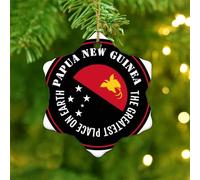 Christmas Ornaments 2025 The Greatest Place on Earth Papua New Guinea Christmas Ornaments City Flag Souvenir International Ornament Keepsake International Flag Pendant for Home Decor Ceramic