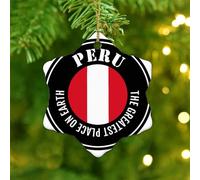 Christmas Ornaments 2025 The Greatest Place on Earth Peru Xmas Ornament Global World Flag Travel Ornament Keepsake State Flag Travel Sports Collectible Gift for Xmas Party Decorations Ceramic