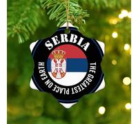 Christmas Ornaments 2025 The Greatest Place on Earth Serbia Christmas Ornaments America Country Asia Africa Flags Xmas Ornament Global World Flag Travel Pendant for Holiday Decoration Ceramic