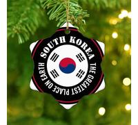 Christmas Ornaments 2025 The Greatest Place on Earth South Korea Hanging Ornaments Global World Flag Travel Christmas Ornaments National Flag Nautical Gifts Pendant for Holidays Home Decor Ceramic