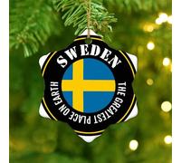 Christmas Ornaments 2025 The Greatest Place on Earth Sweden Hanging Ornaments Global World Flag Travel Christmas Tree Ornament America Country Flags Pendant for Xmas Party Decorations Ceramic