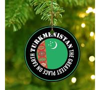 Christmas Ornaments 2025 The Greatest Place on Earth Turkmenistan Christmas Tree Ornament Flag Sports Bar Party Christmas Ornaments Global World Flag Travel Pendant for Holiday Decoration Ceramic