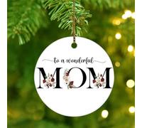 Christmas Ornaments 2025 to A Wonderful Mun Christmas Ornaments Happy Mother's Day Xmas Ornament Best Mom Mommy Collectible Gift for Xmas Party Decorations Ceramic Circle 3" White