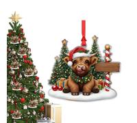 Christmas Ornaments | 2D Acrylic Festive Decorations | Highland Shaped Festive Pendant, For Home Christmas Tree Hotel Bedroom Living Room Entrance Party Meeting