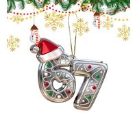 Christmas Ornaments - 2D Acrylic Funny Reusable Home Decor | Six Seven Holiday Tree Ornaments | for Holiday Birthday Wall Door Window Indoor Outdoor Living Room Bedroom