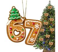 Christmas Ornaments,2D Acrylic Number 67 Pendant - Fun Christmas Ornaments with Rope - for Indoor Tree Home Party Family Holiday Thanksgiving Farmhouse Festive