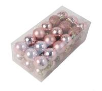 Christmas Ornaments 36 Pack Shatterproof Baubles for Xmas Tree Decoration - Assorted Red Gold Silver Blue Green Purple Pink Plastic Balls 1.57 Inch Holiday Wreath Decor(rose)
