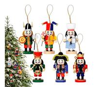 Christmas Ornaments - 6 Pieces Classic Wooden Soldier Figures With Hanging Lanyard,Handcrafted Holiday Wooden Ornaments | Traditional Characters Decoration For Christm