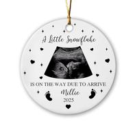 Christmas Ornaments A Little Snowflake In On The Way Dua To Arrive Ceramic Baubles Personalized Xmas Round Shape Hanging Beautiful Xmas Ornament For Office Wedding Graduation 7.3Cm