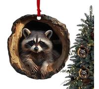 Christmas Ornaments - Acrylic Pendant | Animal Ornaments | Raccoon Owl Squirrel Hedgehog Bunny Bird Wildlife Ornaments, 2D Cute Vivid Wildlife Ornaments with Lanyard for Home Backpack Parties