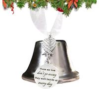 Christmas Ornaments Angel Wings with Because Someone We Love is In Heaven Pendant, Hanging Memorial Ornament Xmas Tree Hanging Decoration in Heaven Memorial Gift, Silver Ornament Decoration (A)